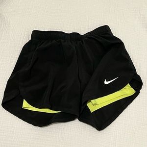 Black Nike Shorts w Neon Yellow Spandex Layer S